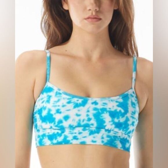 SUNDAZED Gianna Tie-Dyed Mid-Line Bikini Top, swimsuit swimwear size M New teal - Picture 4 of 9